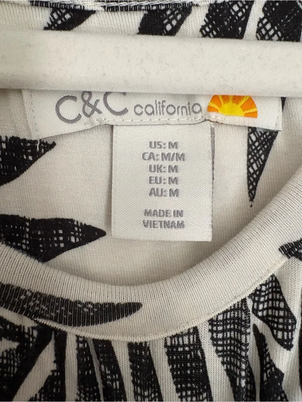 C&C California Black & White Palm-Print Maxi Dress